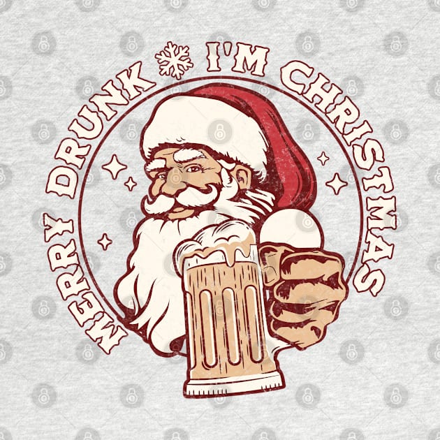 Merry Drunk I'm Christmas - Santa Claus Xmas Drinking by OrangeMonkeyArt